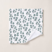 水彩銀ドルユーカリ葉パターン バスタオルセット (ウォッシュタオル)