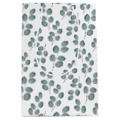 水彩銀ドルユーカリ葉パターン ミディアムペーパーバッグ (正面)