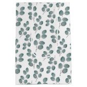 水彩銀ドルユーカリ葉パターン ミディアムペーパーバッグ (裏面)