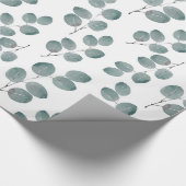 水彩銀ドルユーカリ葉パターン ラッピングペーパー (角)