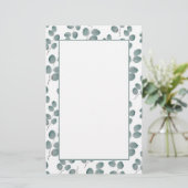 水彩銀ドルユーカリ葉パターン 便箋 (スタンド正面)