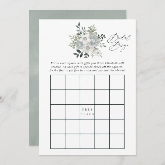 水彩銀仙人ブライダルシャワービンゴ 招待状 (正面/裏面)