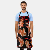 水彩銀杏の継ぎ目のない模様 エプロン (着用した状態)