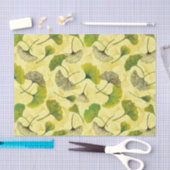 水彩銀杏ビロバ植物性パタ葉ーン模様 薄葉紙 (クラフト)