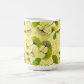 水彩銀杏ビロバ葉ス植物模様 コーヒーマグカップ (中央)