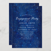 水彩銀河コスモス星エンゲージメントパーティー 招待状 (正面/裏面)