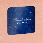 水彩銀河コスモス星空ありがとう スクエアシール