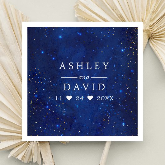 水彩銀河コスモス星空ウェディング スタンダードカクテルナプキン