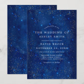 水彩銀河コスモス星空ウェディング 招待状 (正面/裏面)