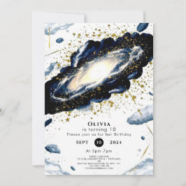水彩銀河宇宙誕生日 招待状
