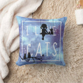 水彩銀河系ガール猫好き クッション (ブランケット)