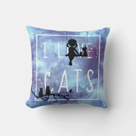 水彩銀河系ガール猫好き クッション