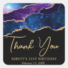 水彩銀河系グリッターアガテバースデーパーティー スクエアシール