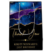 水彩銀河系グリッターアゲート誕生日 ミディアムペーパーバッグ (裏面)