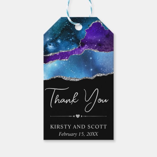 水彩銀河系グリッターアゲ結婚ート ギフトタグ (正面)