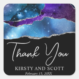 水彩銀河系グリッターアゲ結婚ート スクエアシール