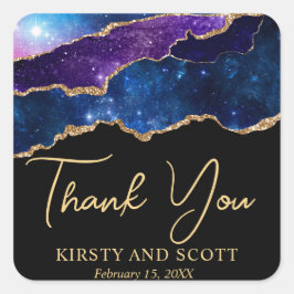 水彩銀河系グリッターアゲ結婚ート スクエアシール
