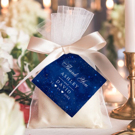 水彩銀河系コズミックスターズありがとうラベル フェイバータグ