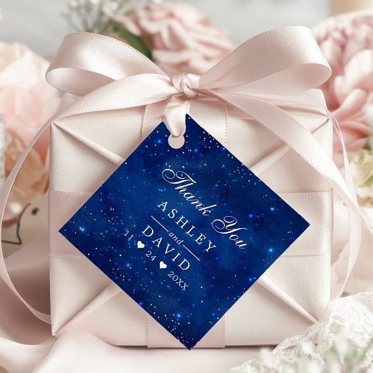 水彩銀河系コズミックスターズありがとうラベル フェイバータグ