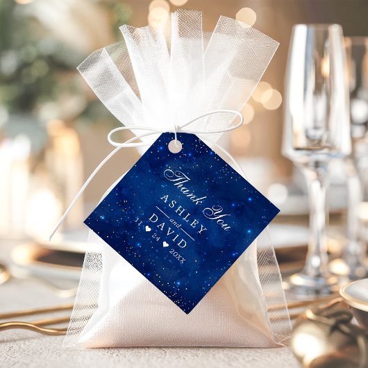 水彩銀河系コズミックスターズありがとうラベル フェイバータグ