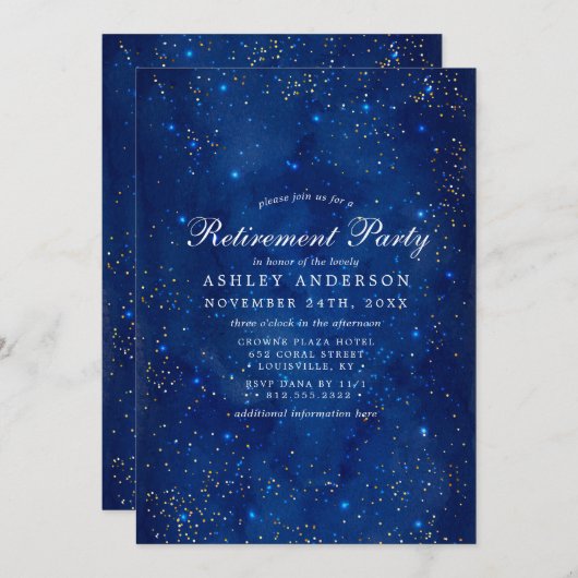 水彩銀河系コズミックスターズリタイアメントパーティー 招待状 (正面/裏面)