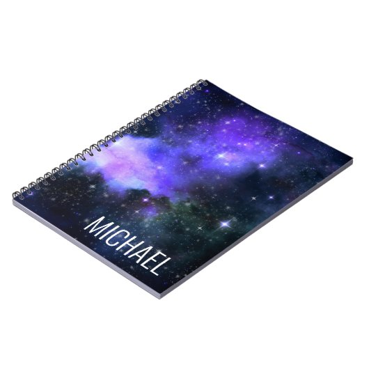 水彩銀河系パーソナライズされた名宇宙 ノートブック (左側)