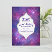 水彩銀河系ピンクとブルー 招待状 (スタンド正面)