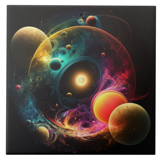 水彩銀河系フラクタル タイル (正面)