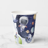 水彩銀河系プラネットキッズベビーシャワー 紙コップ (裏面)