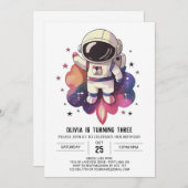 水彩銀河系ワンダーランドアースロット誕生日 招待状 (正面/裏面)