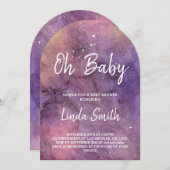 水彩銀河系天空の赤ちゃんシャワーアーチ 招待状 (正面/裏面)