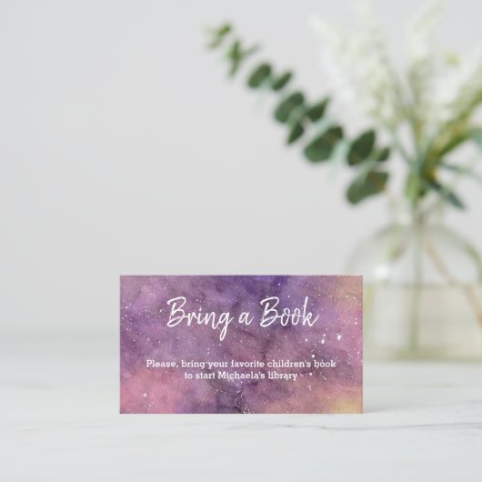 水彩銀河系赤ちゃんシャワーが本を持ってくる エンクロージャーカード (スタンド正面)