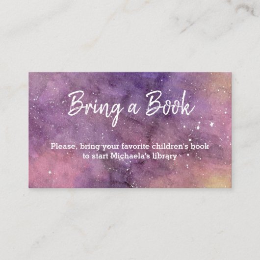 水彩銀河系赤ちゃんシャワーが本を持ってくる エンクロージャーカード (正面)