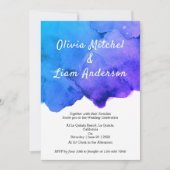 水彩銀河青紫色婚礼 招待状 (正面)