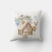 水彩銀色ブレッドハウス、ポーラベア&トナカイ クッション (裏面)
