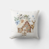 水彩銀色ブレッドハウス、ポーラベア&トナカイ クッション (正面)