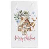 水彩銀色ブレッドハウス、ポーラベア&トナカイ スモールペーパーバッグ (裏面)