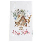 水彩銀色ブレッドハウス、ポーラベア&トナカイ スモールペーパーバッグ (正面)