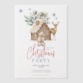 水彩銀色ブレッドハウス、ポーラベア&トナカイ ベラム紙招待状 (正面)