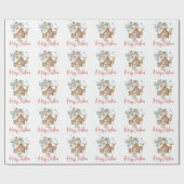 水彩銀色ブレッドハウス、ポーラベア&トナカイ ラッピングペーパー (フラット)