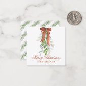 水彩銅リボンガーランドスワッグクリスマス ノートカード (正面/裏面インサイチュ)
