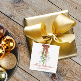 水彩銅リボンガーランドスワッグクリスマス ノートカード