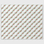 水彩銅リボンリースクリスマスガーランド ラッピングペーパー (フラット)