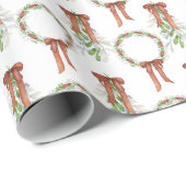 水彩銅リボンリースクリスマスガーランド ラッピングペーパー (ロールコーナー)