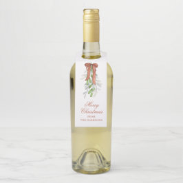 水彩銅弓リボンガーランドクリスマス ボトルネックタグ