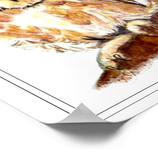 水彩鋸歯型フクロウ ポスター (角)