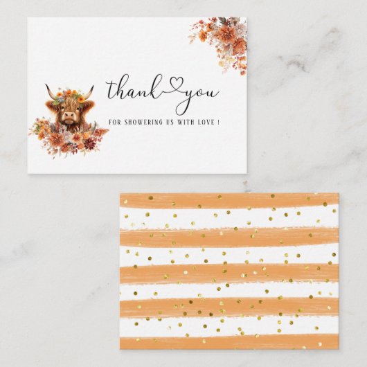水彩錆ハイランド牛ベビーシャワー感謝していよ ノートカード (正面/裏面)