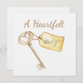 水彩鍵からハートサンキューカード サンキューカード (正面/裏面)