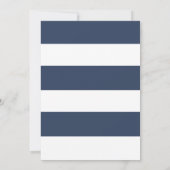 水彩開花ネイビーブルーストライプブライダルシャワー 招待状 (裏面)