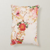 水彩開花フローラブッテフライ赤面グリッター アクセントクッション (裏面(縦))